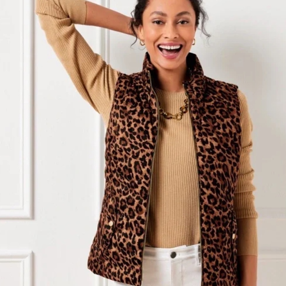 Talbots Reversible Quilted Vest in Leopard Print